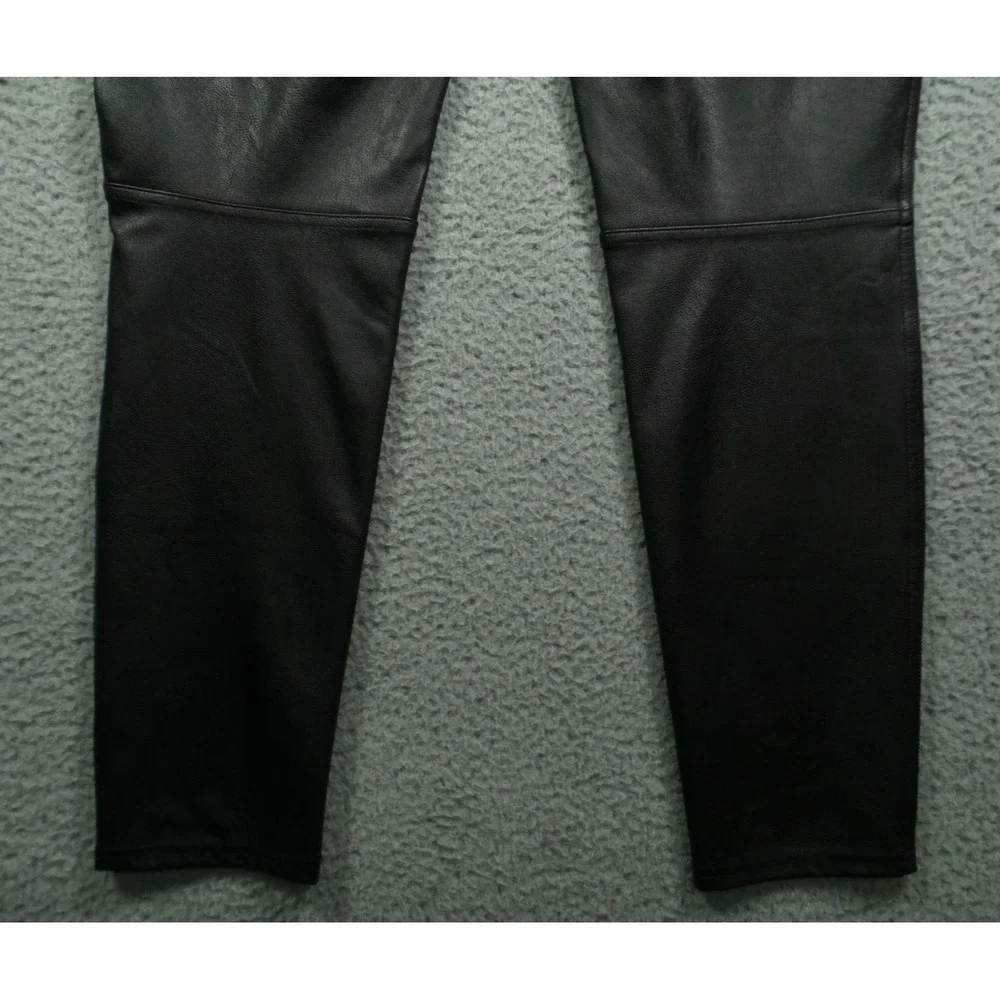 Spanx Pants Womens Size Large Black Faux‎ Leather Like Skinny Stretch High Rise